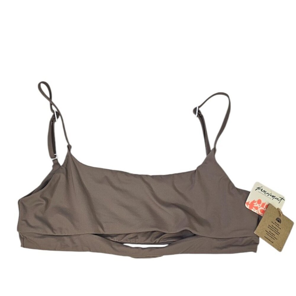 Free People Toast Swimwear Cut Out Bikini Top, Cocoa, Brown, Size Large